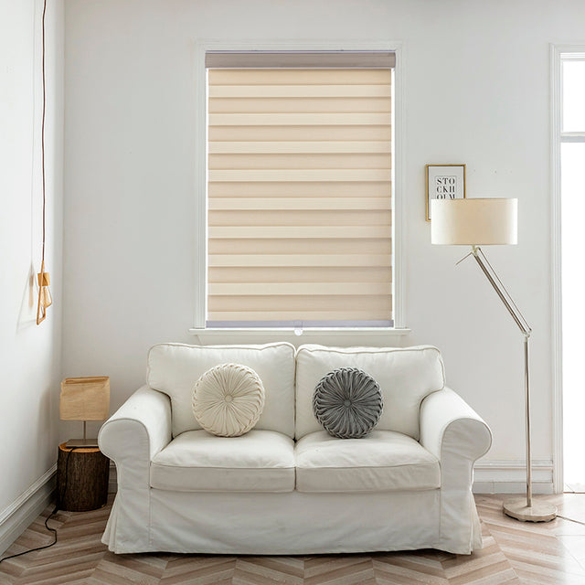 Cordless Zebra Blinds for Patios and Windows - Taupe Beige