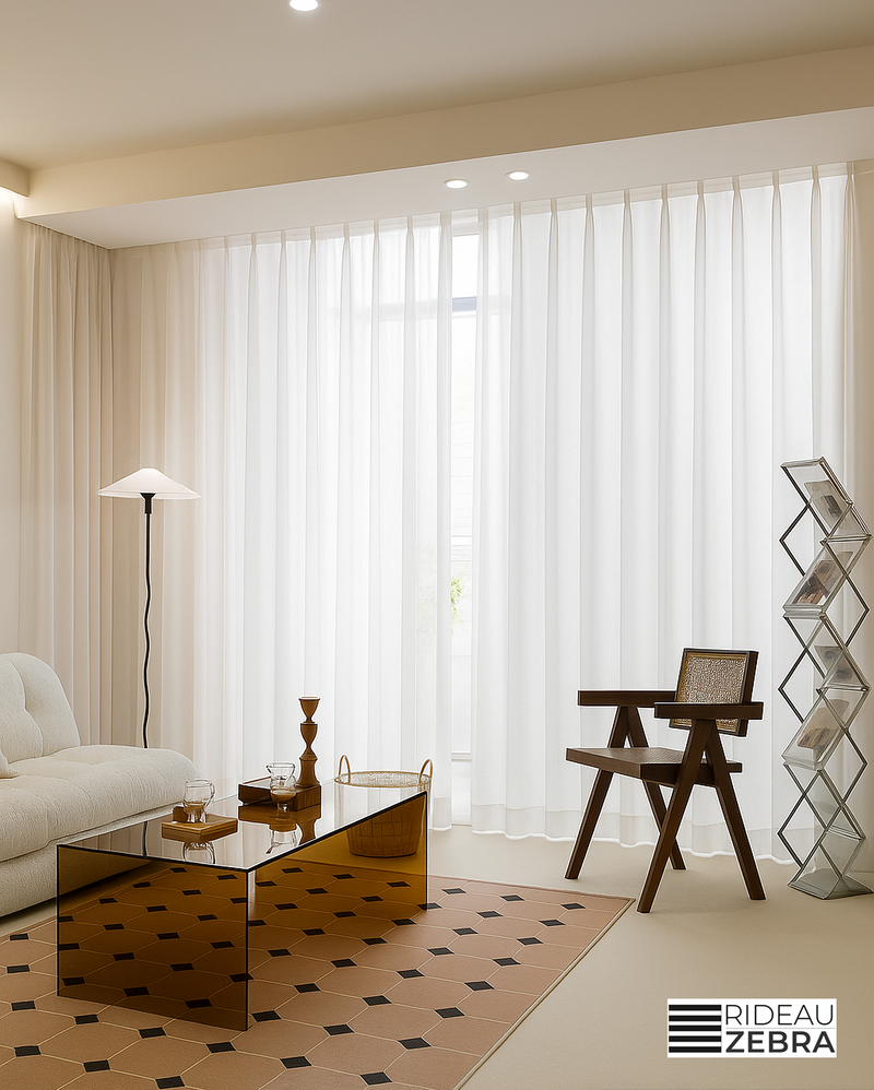 Silken White Curtain with curtain track