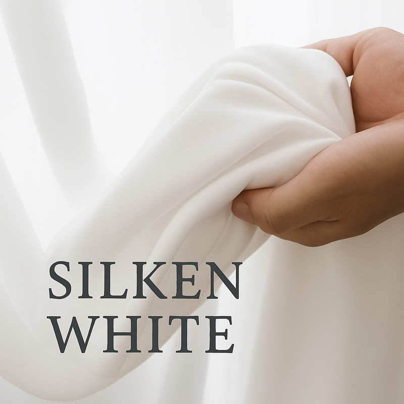 Silken White Curtain with curtain track