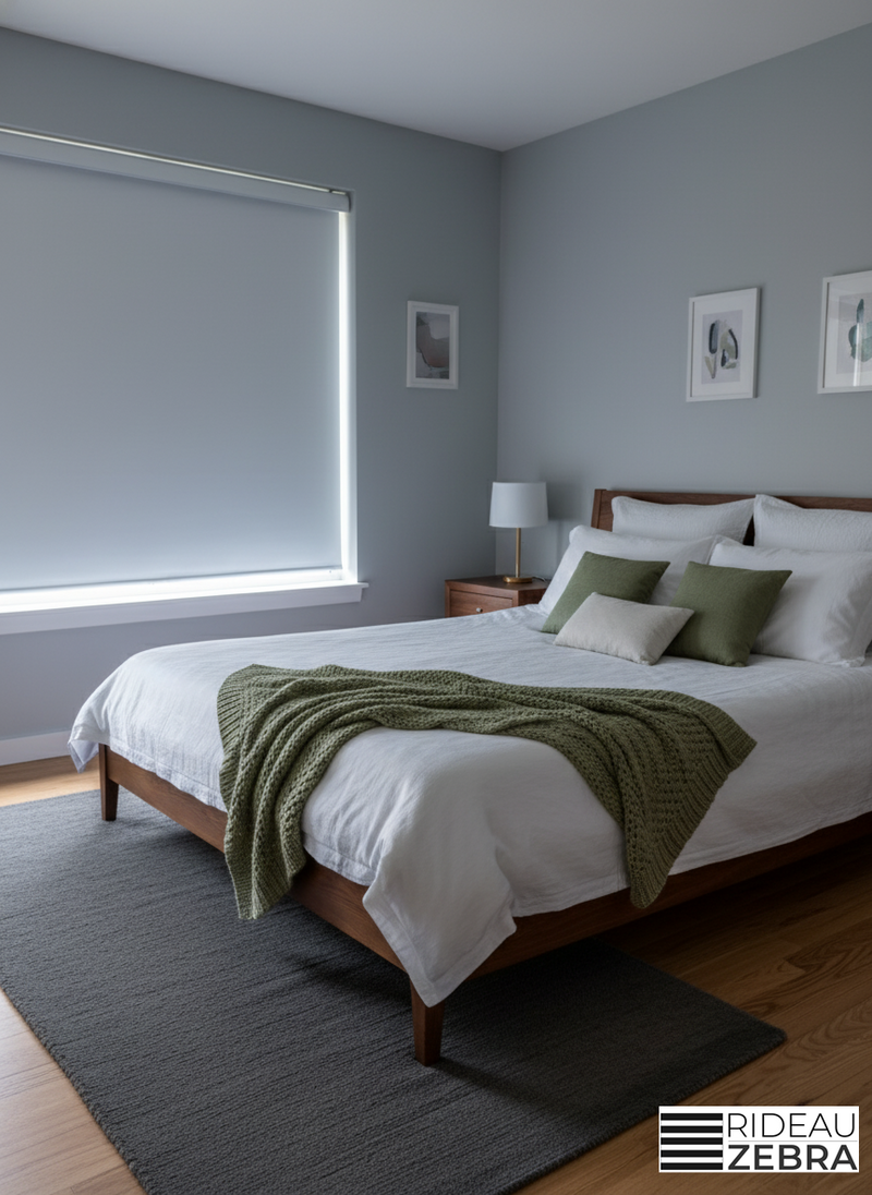 Stores occultants sans cordon pour chambre à coucher – Blanc pur