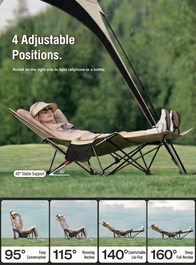 Portable Camping Chair with 4 Adjustable Angles
