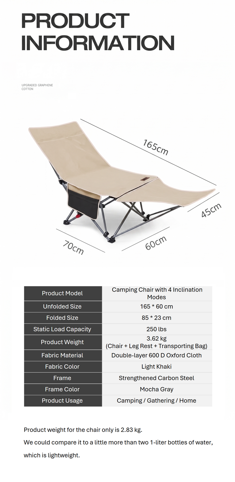 Portable Camping Chair with 4 Adjustable Angles