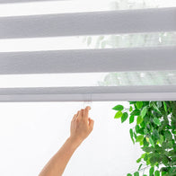 Motorized Cordless Zebra Blinds for Patios and Windows - Slate Gray