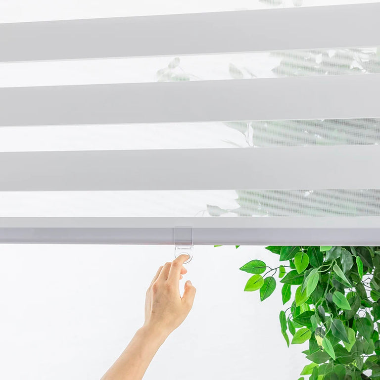 Motorized Cordless Zebra Blinds for Patios and Windows - Snow White